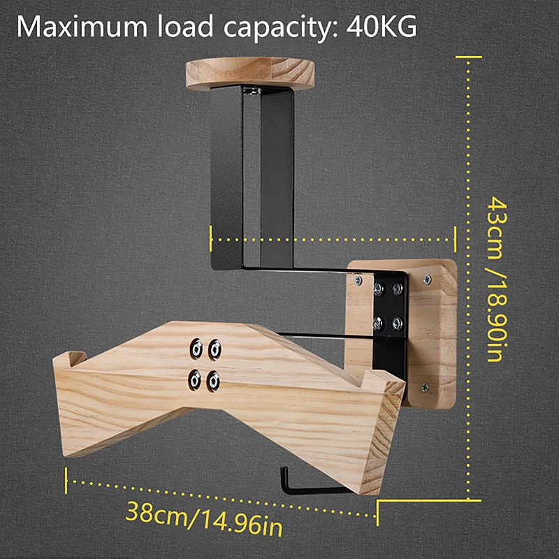 Helmet Rack Wall Mount Motorcycle Helmet Holder Wooden Bicycle Helmet Display Hanger With Hooks All-in-one Helmet Key Rack