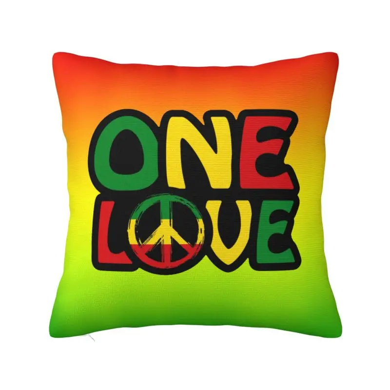 ONE LOVE With Peace Symbol Cushion Cover 66*66 cm Polyester Jamaican Reggae Throw Pillow Case Home Decor Bedding Sofa Pillowslip