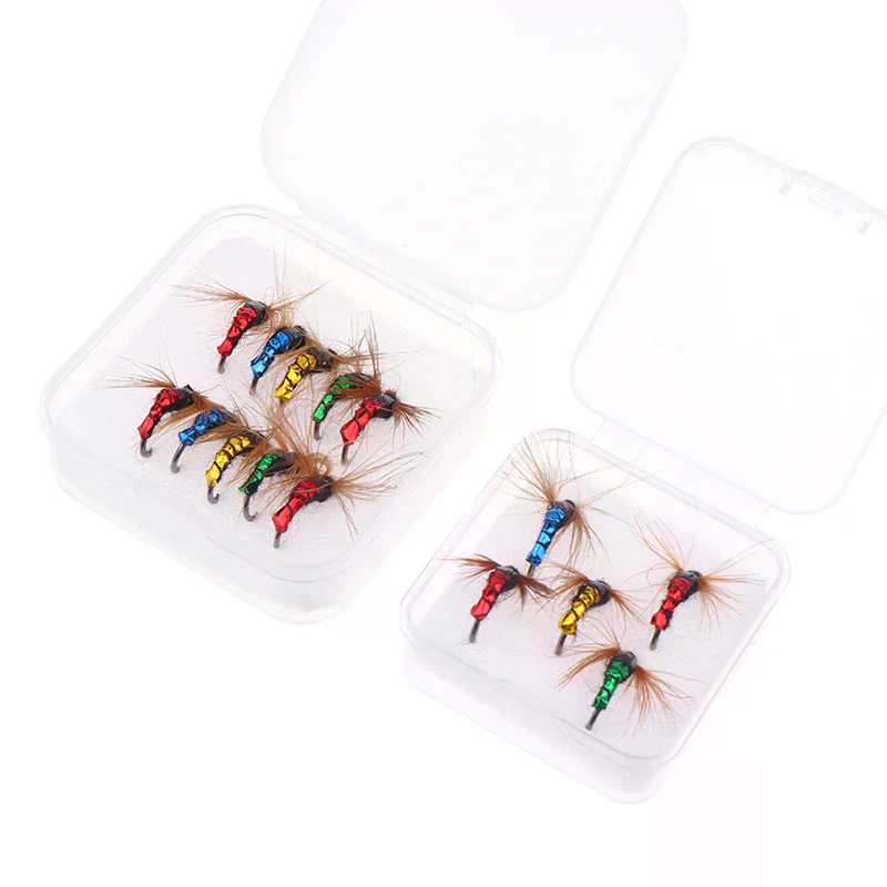 5/10 قطعة يطير الصيد إغراء عدة الاصطناعي الحشرات الصيد الطعم سريع غرق النحاس حبة رئيس سكود يطير دودة سمك السلمون المرقط الصيد إغراء #4