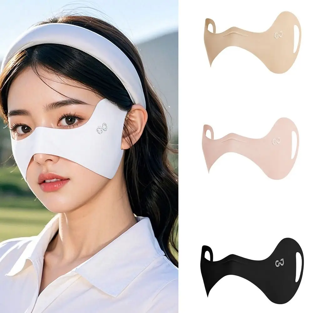 

Breathable Elastic Ice Silk Mask UV Protection Sunscreen Veil Golf Face Mask Solid Color Thin Eye Protection Mask Fishing
