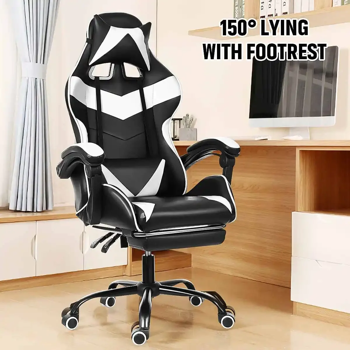 Leather Office Gaming Chair Home Internet Cafe Racing WCG Gaming Ergonomic ComputerSwivel Lifting Lying Gamer