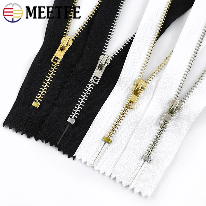 5/10Pcs Meetee 8-30cm(3.14-11.81inch) 3# Metal Zipper Close End Auto Lock Decorative Zip Bag Clothes Pants Zips Sewing Accessory