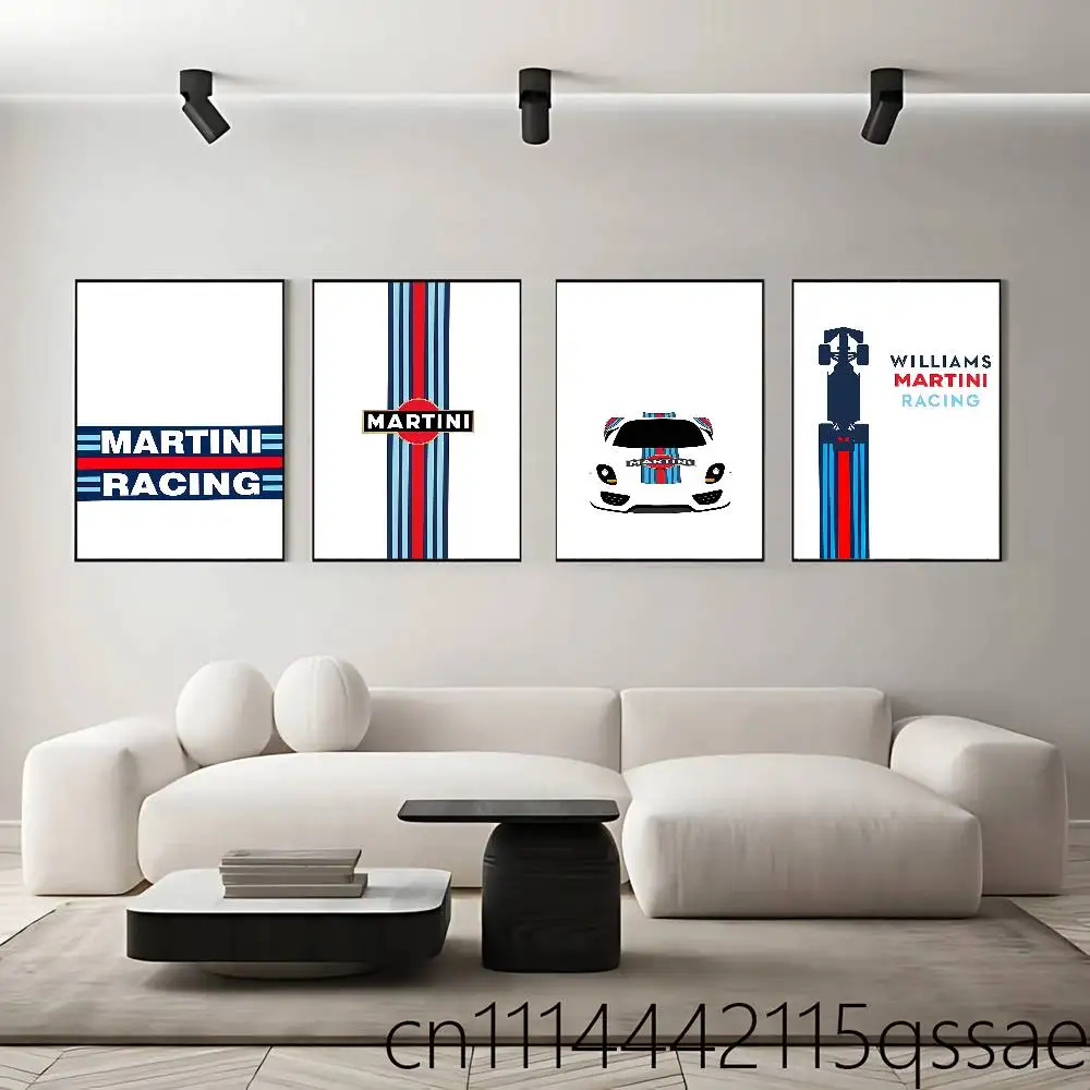 M-Martini-S Racing Livery Stripes Poster Self-adhesive Art Waterproof Paper Sticker Coffee House Bar Room Wall Decor