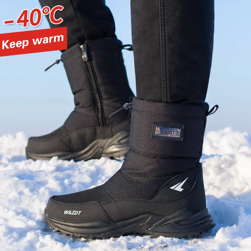 

Men's Winter Boots 2024 Outdoor Walking Footwear Non-slip waterproof Snow Boots Men Warm plush Winter Shoes Man for -40 degrees