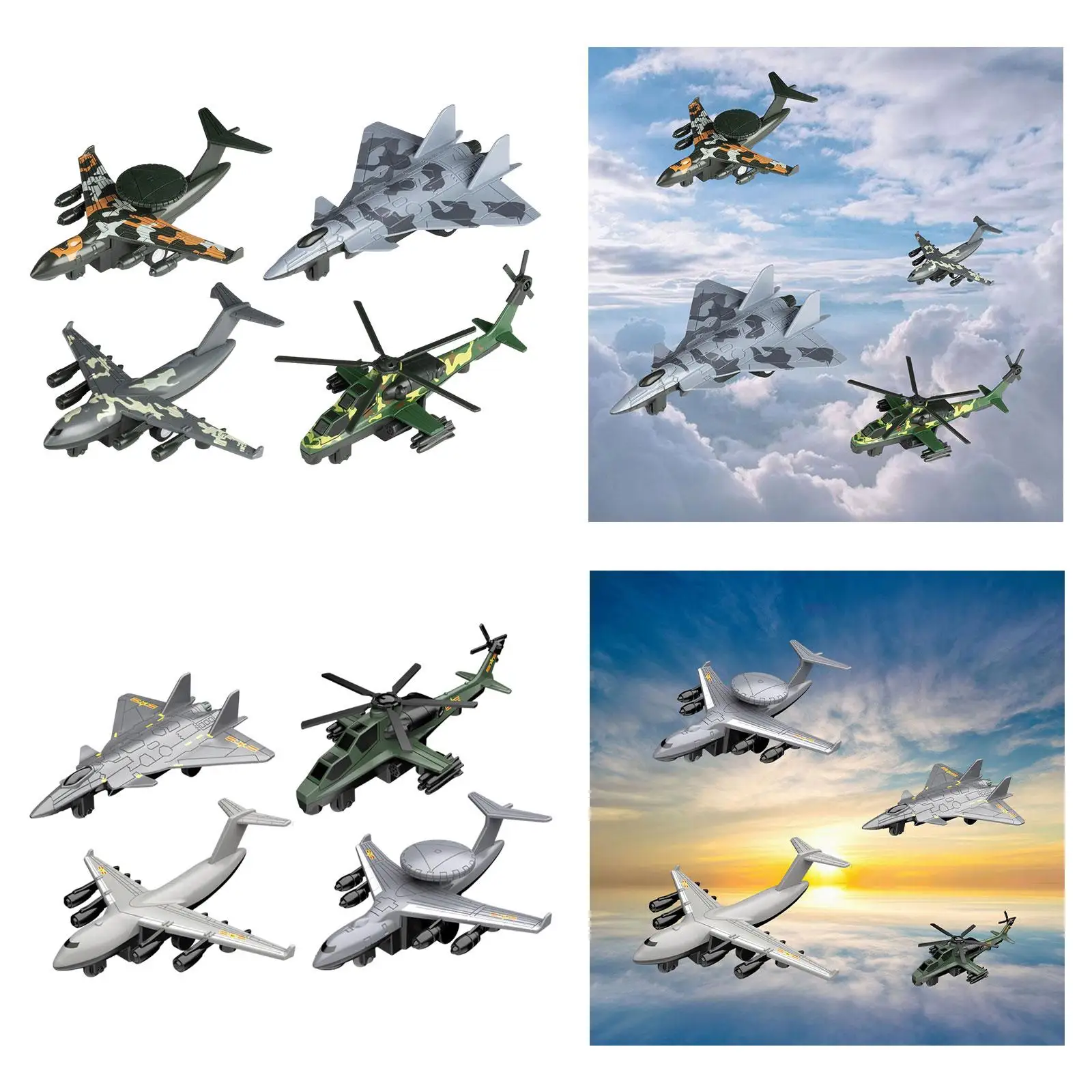 Mecanismo de retroceso de avión de Metal fundido a presión, decoración de pastel de aviación, juguetes de combate para niños y niñas, escritorio para el hogar, 4 Uds.