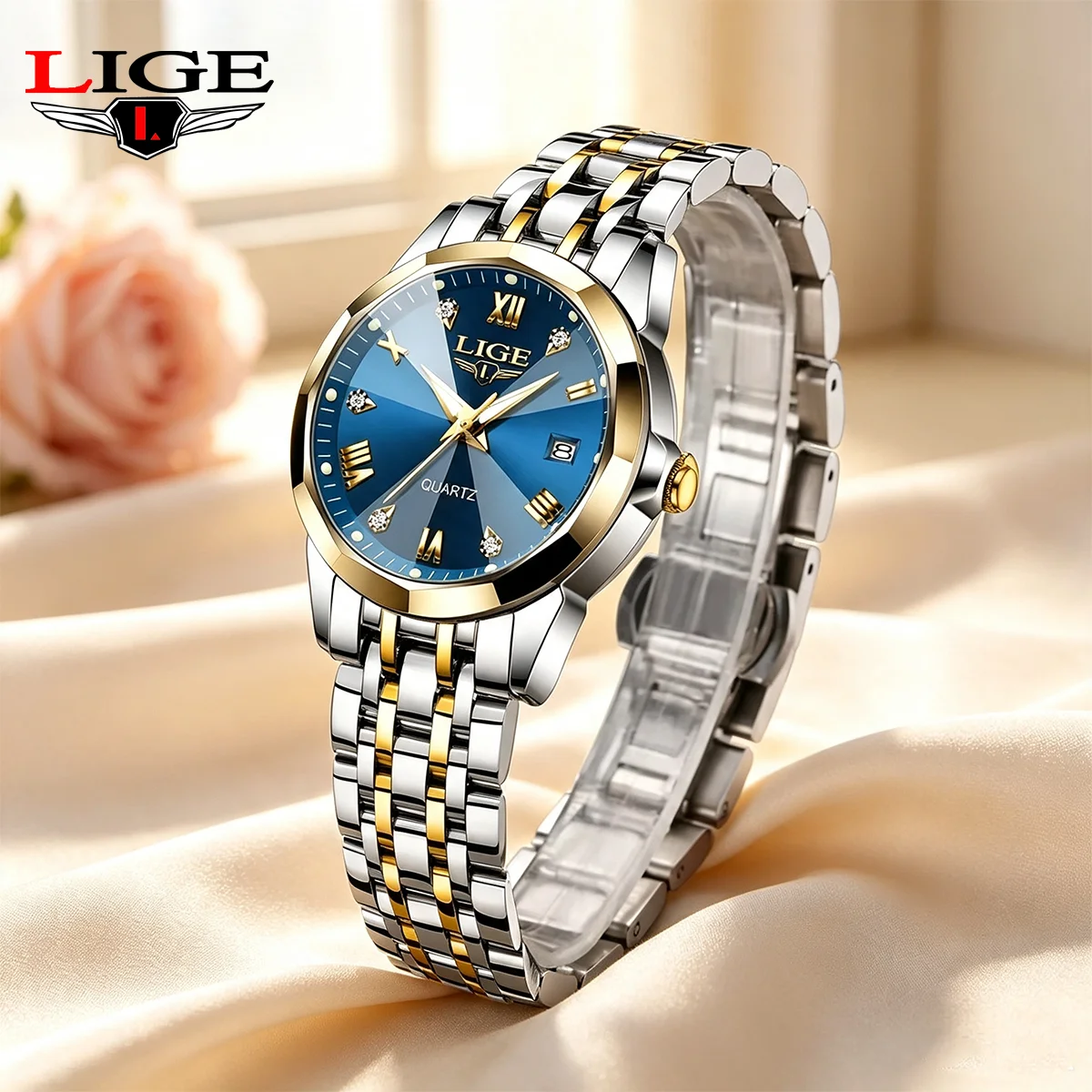 LIGE Elegant Quartz Watches for Women Luxury Stainless Steel Women's Watches Gifts Waterproof Fashion Casual Simple Ladies Watch