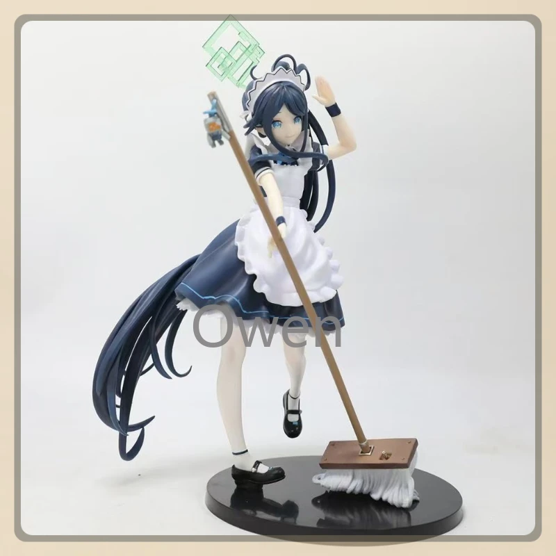 Figura de acción de archivo azul de Anime de 24cm, vestido de sirvienta Tendou Aris, figura bonita y hermosa de niña, modelo de colección de PVC, juguete, regalo de cumpleaños
