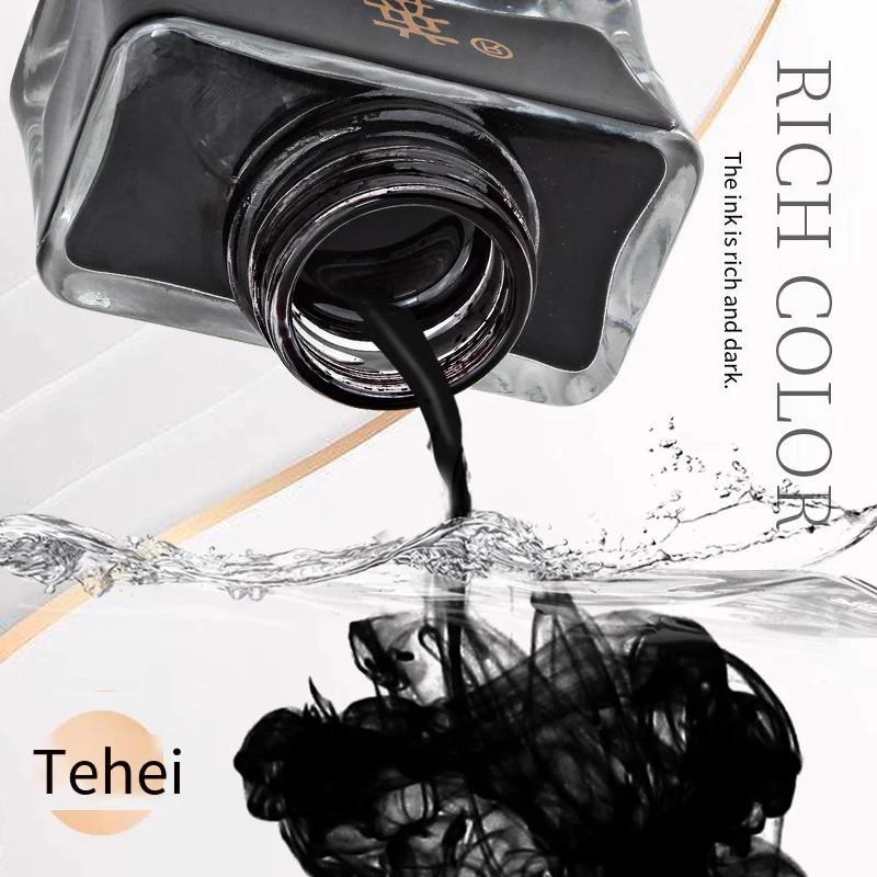 Hero 8806 Black Fountain Pen Ink: High-Performance, Fast-Drying, Non-Clogging Pigment Ink in a Large Bottle for Gold Nibs - view 5