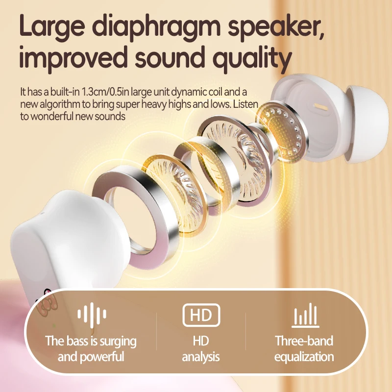 2025 جديد EQ1 سماعة لاسلكية تعمل بالبلوتوث سماعات سماعات HiFi الصوت سماعة الكمون المنخفض الحد من الضوضاء سماعات الأذن عمر البطارية الطويل