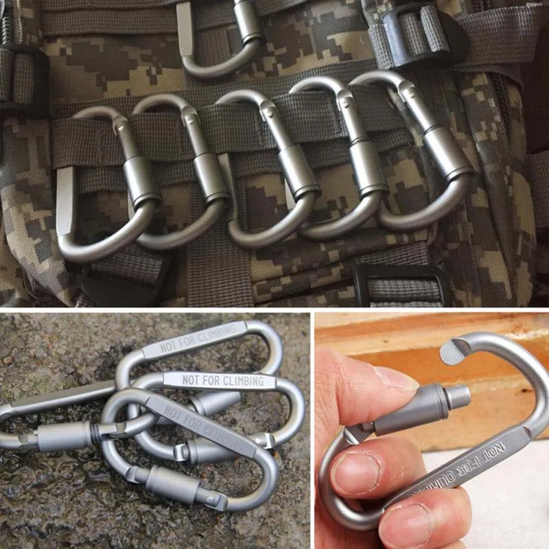 Hot Sale 6pcs / Lot Travel Kit Camping Equipment Alloy Aluminum Survival Gear Mountain Hook Mosqueton Carabiner