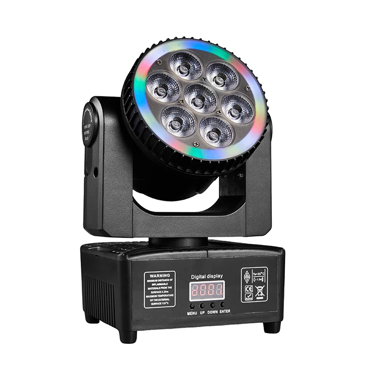 Sunart 7*8W RGBW 4 in 1 LED Moving Head Wash Stage Effect Light for DJ Disco Night Clubs Bars Shows Events Parties DMX Fixture