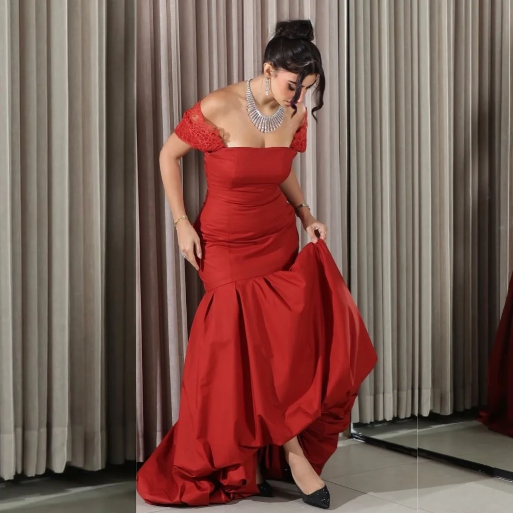 

Customized High Quality Women's Evening Exquisite Party Gown Pleat Off-the-shoulder Bespoke Occasion Trumpet Long Dress Formal