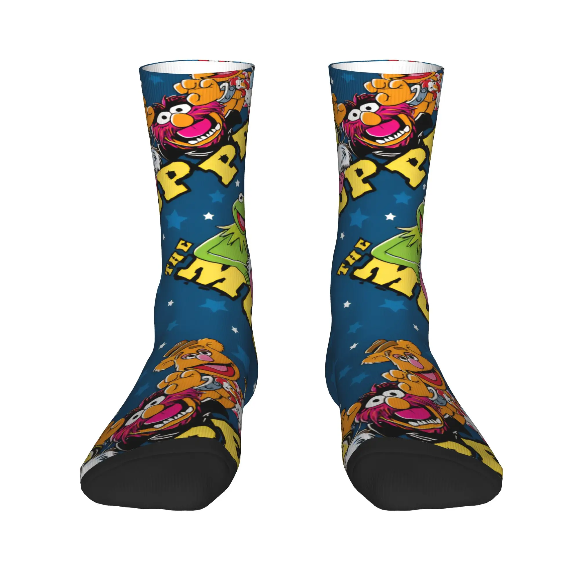 M-Muppets شخصيات على جوارب زرقاء جوارب بأشكال مضحكة الكبار الرجال الجوارب المريحة الخريف سكيت تصميم عدم الانزلاق الجوارب هدية