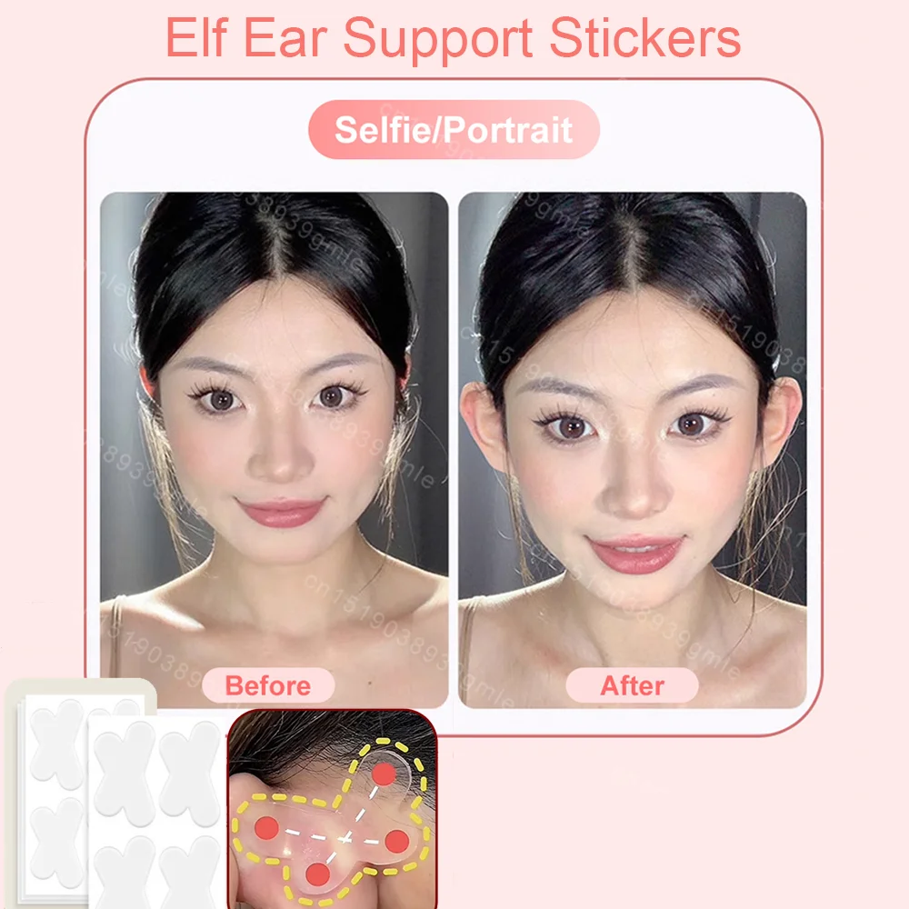 

Elf Ear Support Stickers Butterfly-Shaped Support For Stretched Ear Lobes 4/16/32 pcs Clear Invisible Silicone Patches Tape