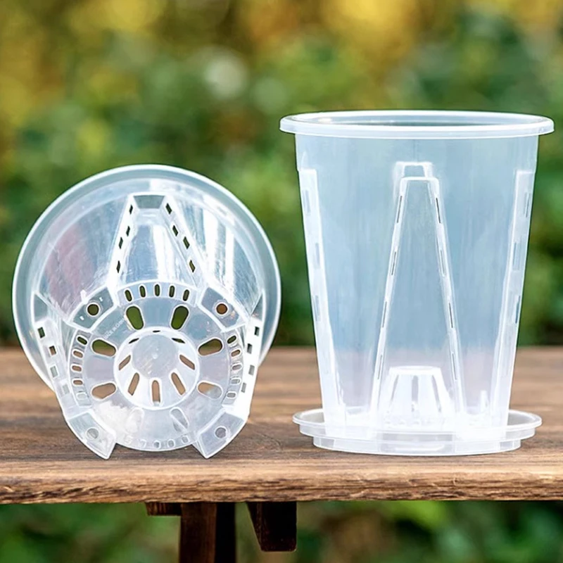 5 шт. ультра прозрачный дышащий цветочный горшок, используемый для посадки орхидеи-бабочек, домашних горшечных растений и садовых детских чашек C1