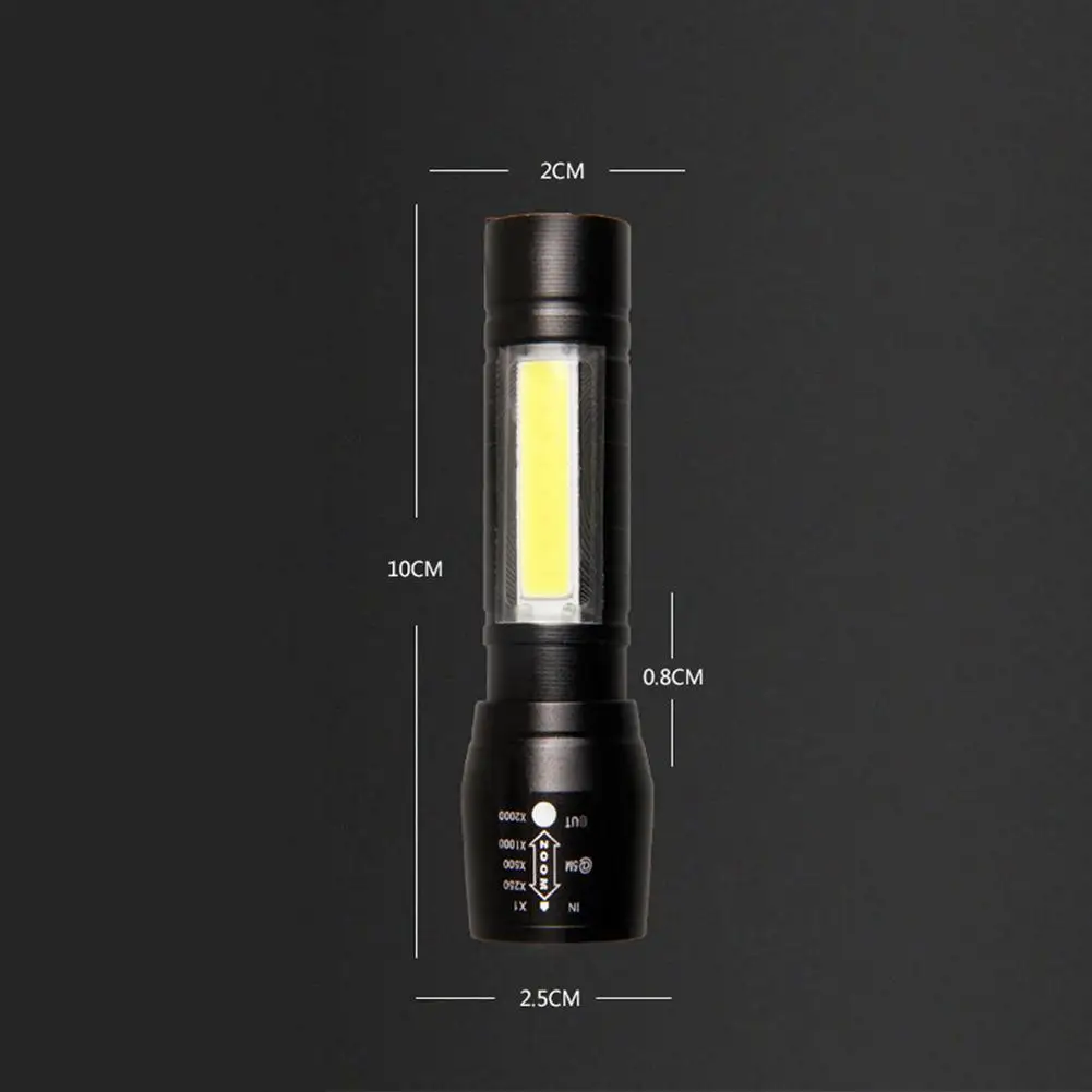 1 Pcs Small Flashlight With Side Light COB Strong Light Telescopic Zoom USB Charging Set Mini LED  Flashlight With Side Lights