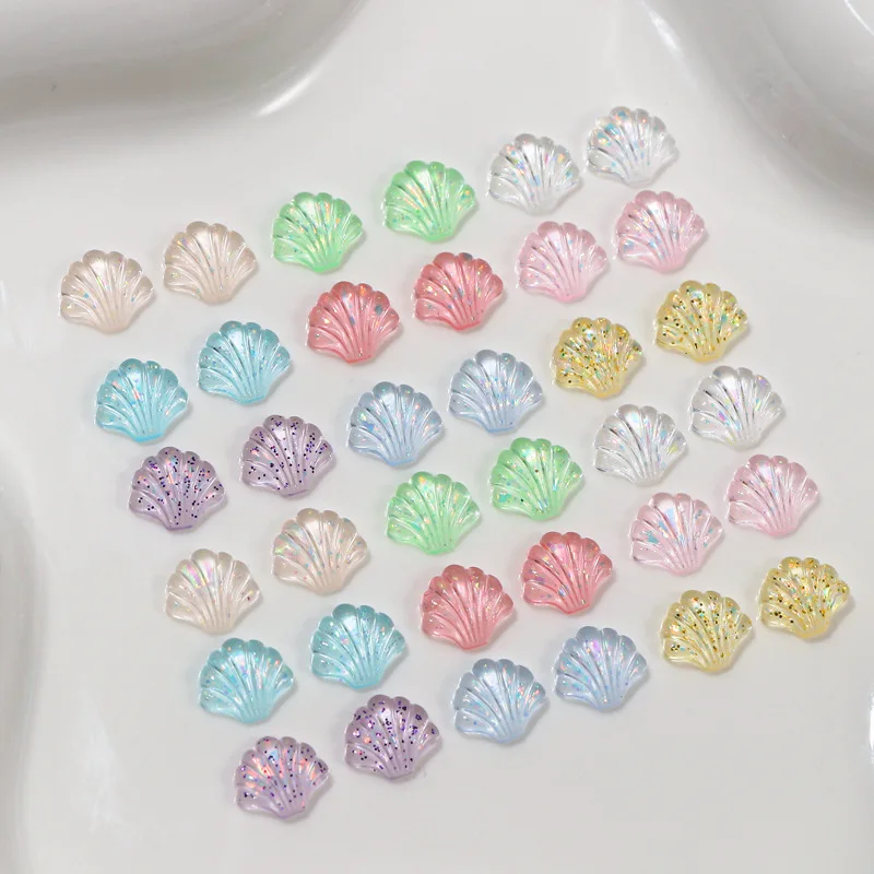 50 Stuks 3d Transparant Hars Shell Nail Art Bedels Onderdelen Glitter Sacquille Accessoires Nagels Decoratie Benodigdheden Materialen Manicure