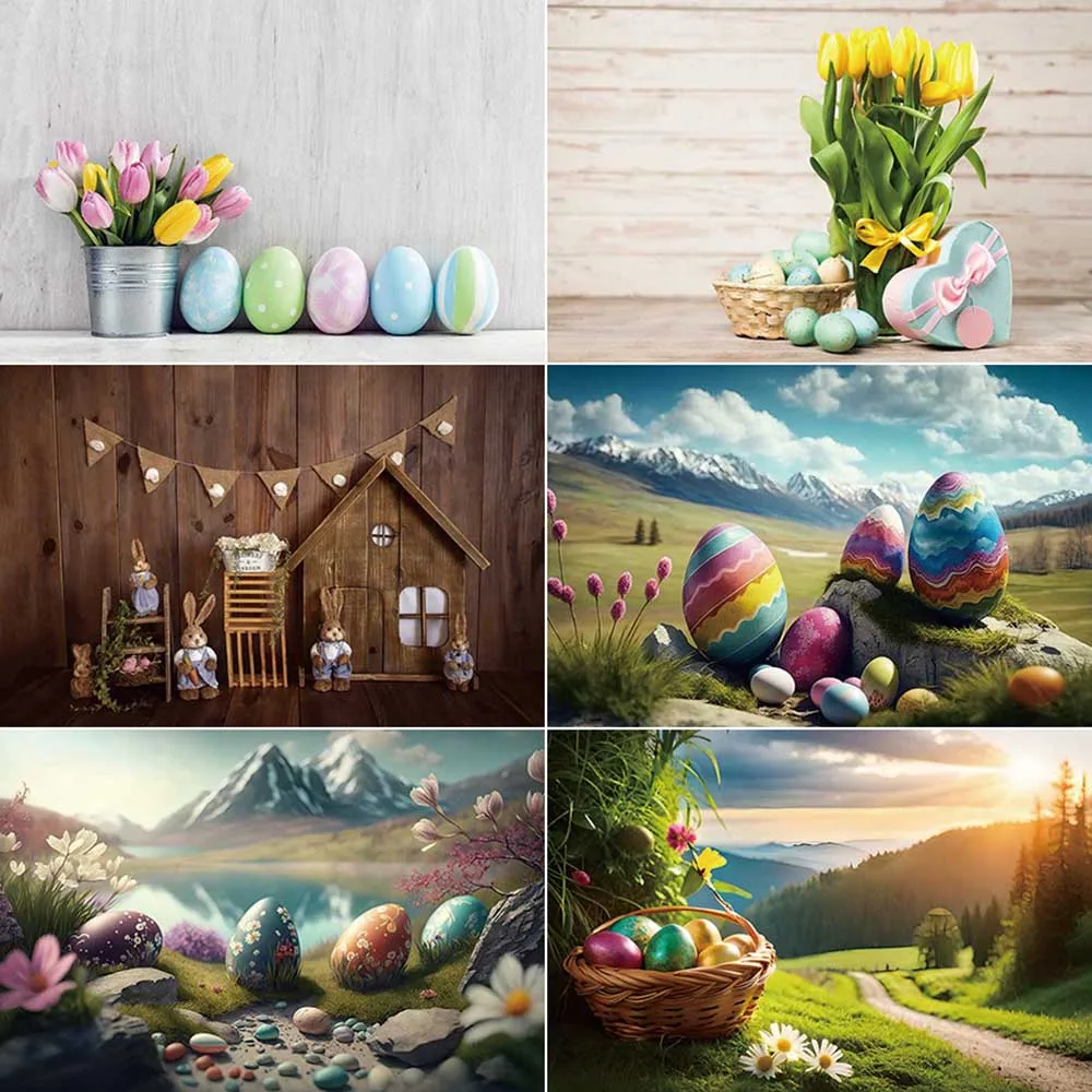 

MOON.QG Easter Garden Photography Backdrop Basket Tulip Bokeh Photozone Background Child Studio Photobooth Accessories