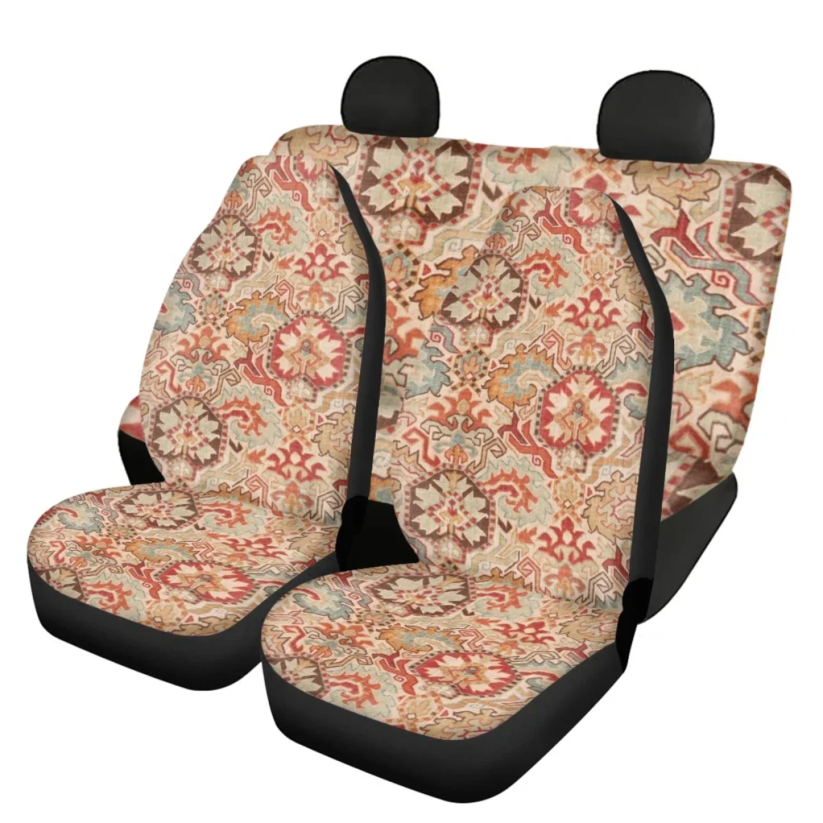 Ethiopian Art Front and Back Car Seat Covers Full Set of 4pcs Slip-Resistant Vehicles Interior Seat Covers Easy to Install