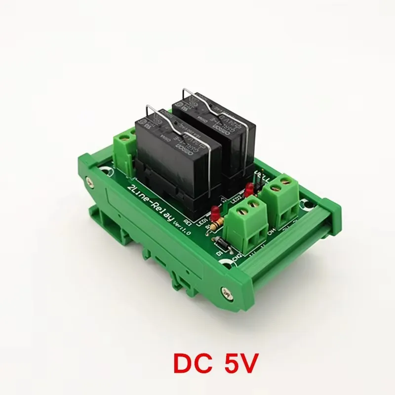 DIN Rail Mount 2 Channel SPDT 16A Power Relay Interface Module,G5RL-1-E 5VDC Relay.