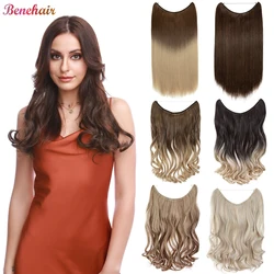 BENIHAIR Synthetic Invisible Wire Hair Extensions Transparent Wire AdjustableLong Wavy Curly Secret Hairpiece 20 Inch for Women
