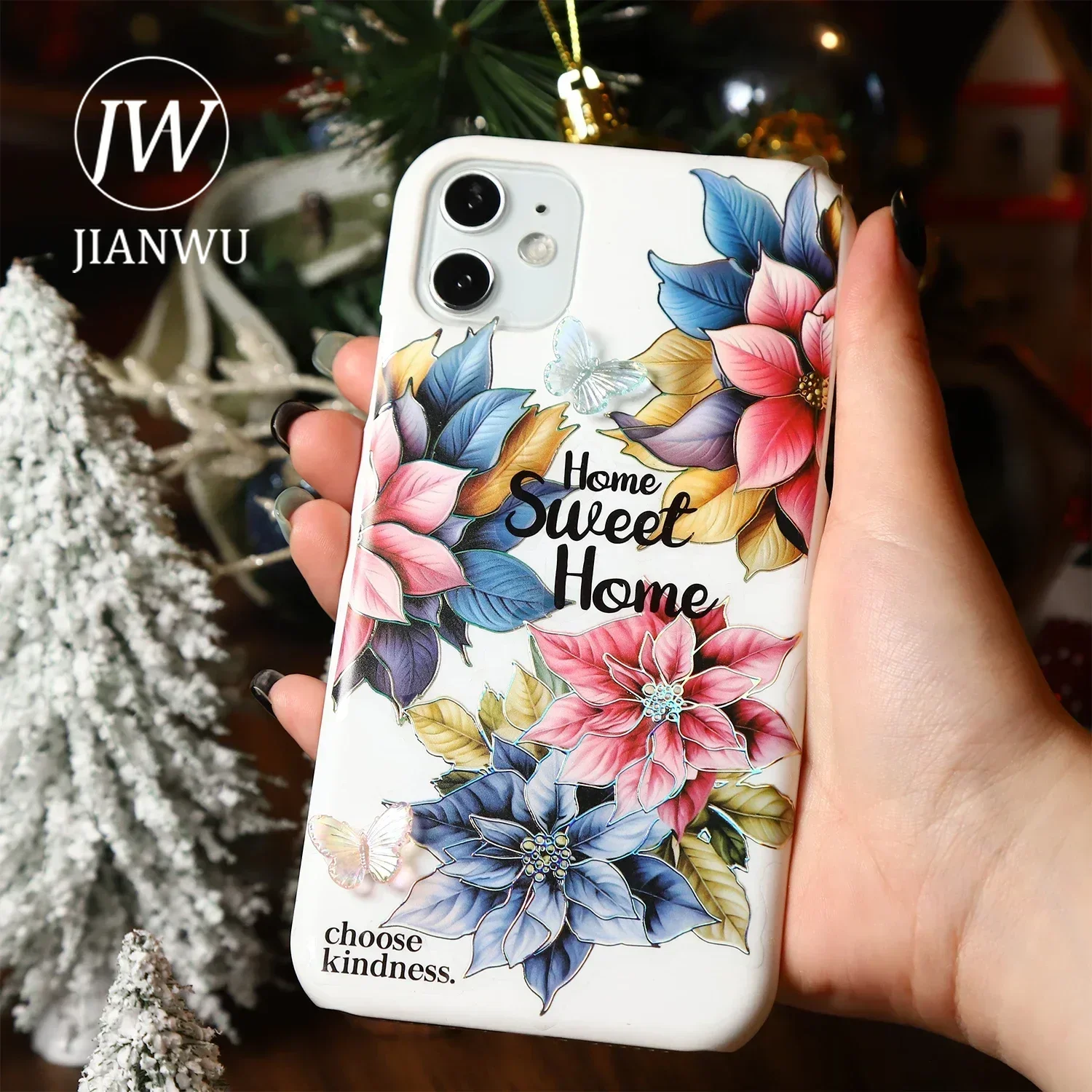 JIANWU Christmas Flowering Period Series Vintage Flower Material Collage Laser Gold PET Sticker Creative DIY Journal Stationery