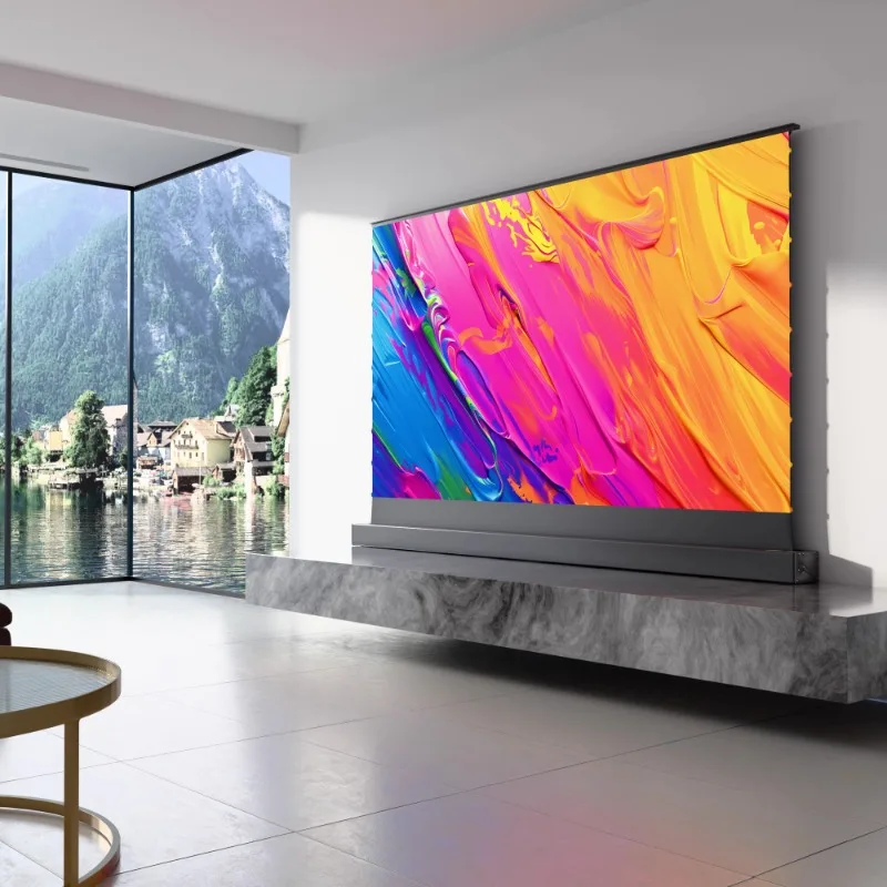 Electric ground rise projection screen, Fresnel lens anti-light 100/120/150 inch