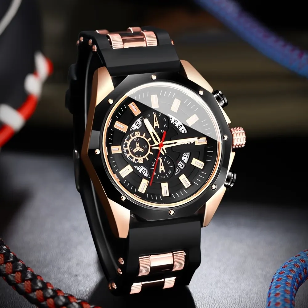 3Pcs Men's Fashionable and Stylish Quartz Watch Set, Suitable for Daily Wear, Parties, Valentine's Day, Easter, Christmas, New Year's Day, Halloween, Ramadan, Gifts for Friends and Family