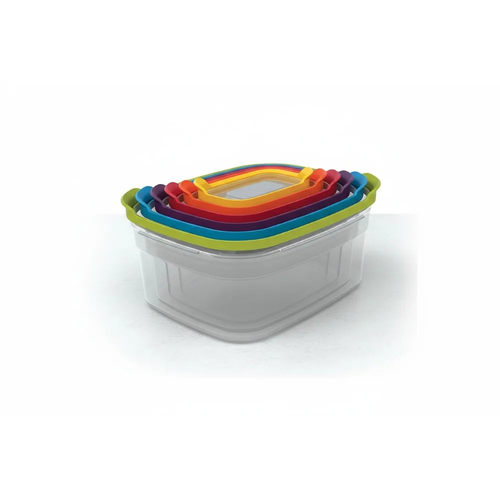 

BPA-Free Plastic Food Storage Container Set with Airtight Lids, 12-Piece Multi-Color Nesting Design for Kitchen Organization