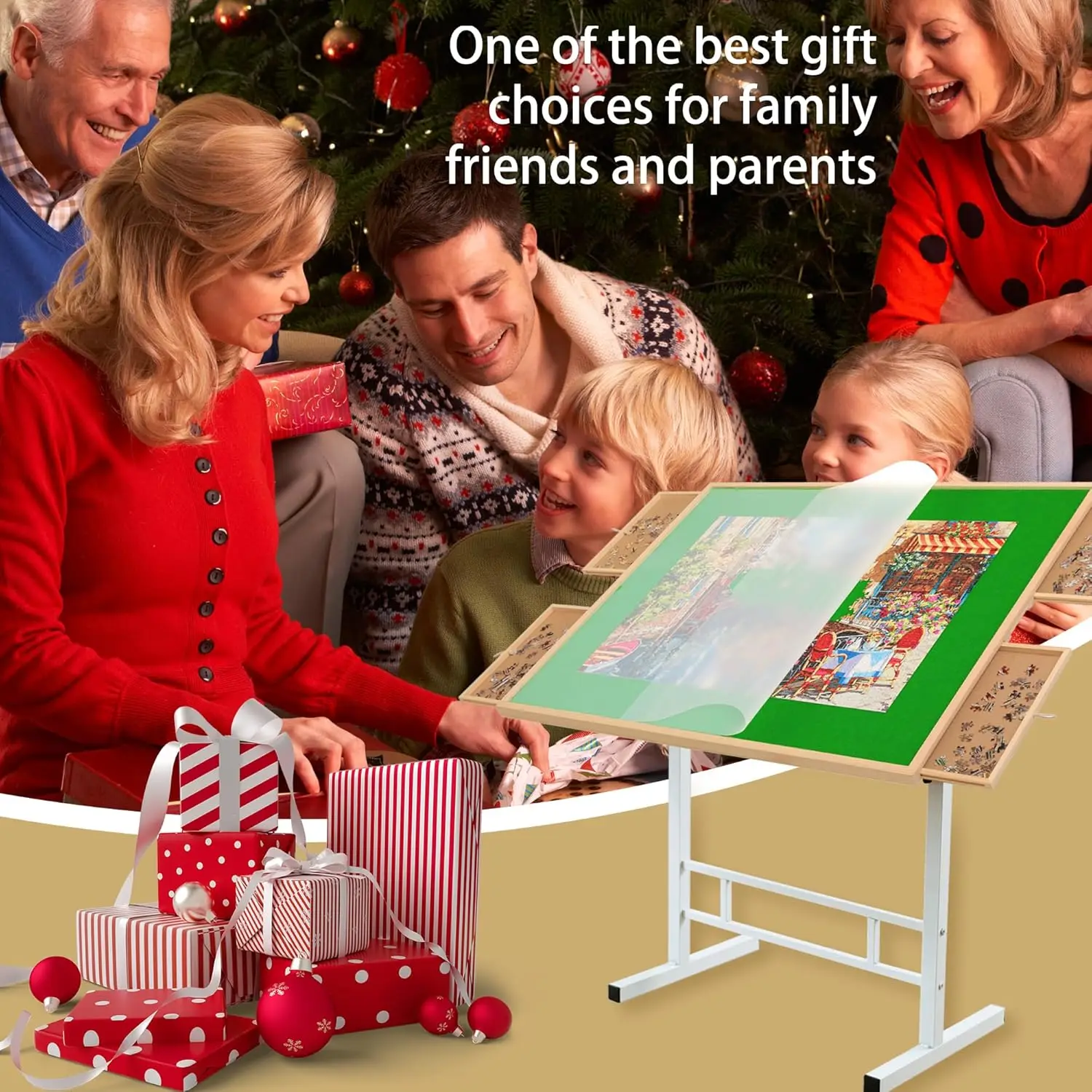 1500 조각 퍼즐 테이블 (서랍 포함) 각도 및 높이 조절 가능한 퍼즐 테이블 성인용 틸팅 접이식 휴대용 퍼즐