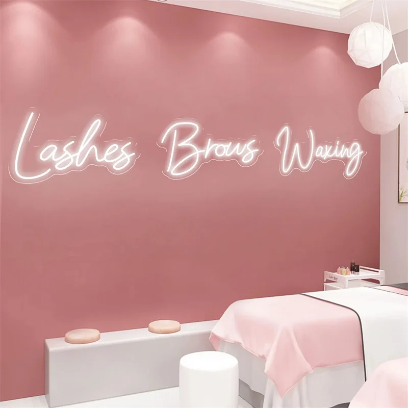 Lashes+Brows+Waxing/SET LED Neon Sign Custom Lashes Room Beauty Salon Handmade Neon Light Wall Lash Decor Nail Studio Bar Decor