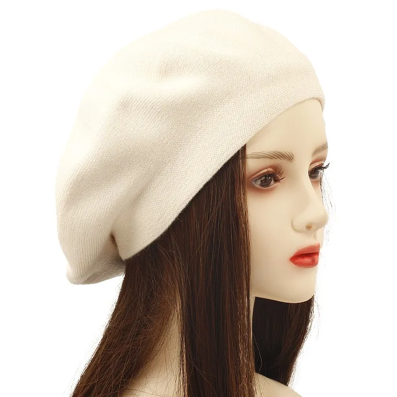 New Womens Winter Hat Berets Solid Wool Cashmere Warm Brand Casual High Quality Womens Knitted Hats For Female Cap