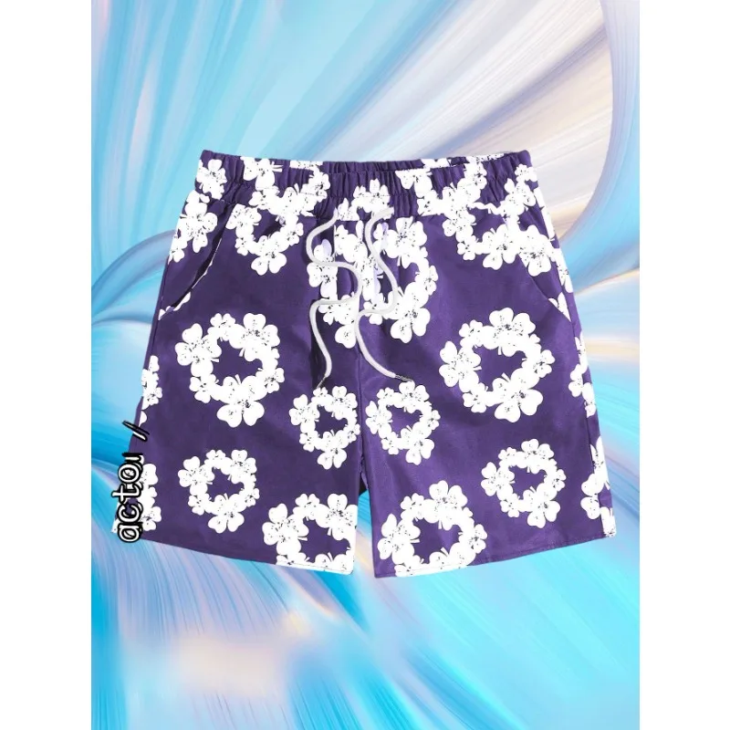 

Summer Leisure Vacation Fashion Personality Men and Women Beach Pants Leisure American Style 3D Printing Shorts Motorcycle Style