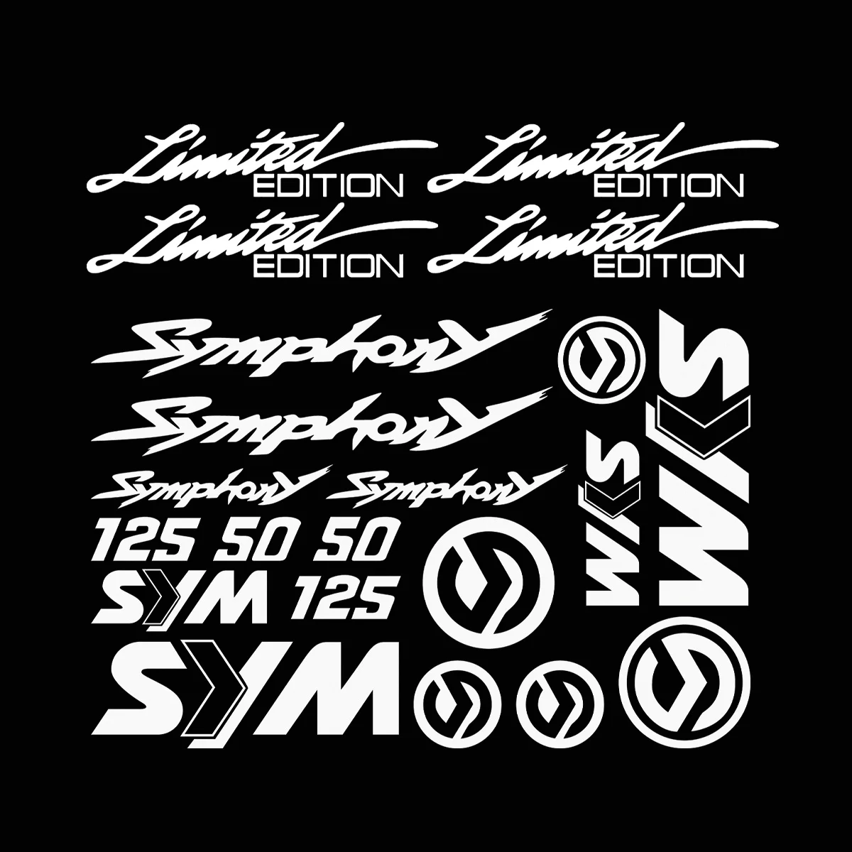 

For SYM Sym Symphony 125 50 SR125 Logo Reflective Motorcycle Stickers Moto Scooter Body Helmet Fender Vinyl Accessories Decals