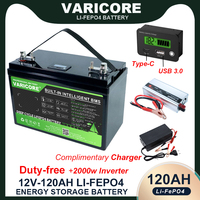 12V 120ah 180ah LiFePO4 Battery outdoors Touring car Multifunctional USB 3.0 Type-C Output 2000w 220v Inverter 14.6v 10a Charger