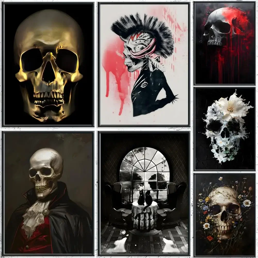 Gothic Art Skull Poster HD Self-Adhesive No Residue After Removal Ideal for All Kinds of Wall Decor