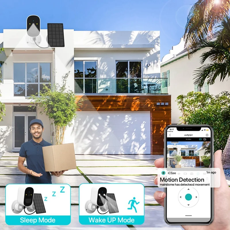 Wifi IP Camera Solar Panel Battery Powered Wireless Outdoor 1080P HD CCTV Video Surveillance PIR Human Detection