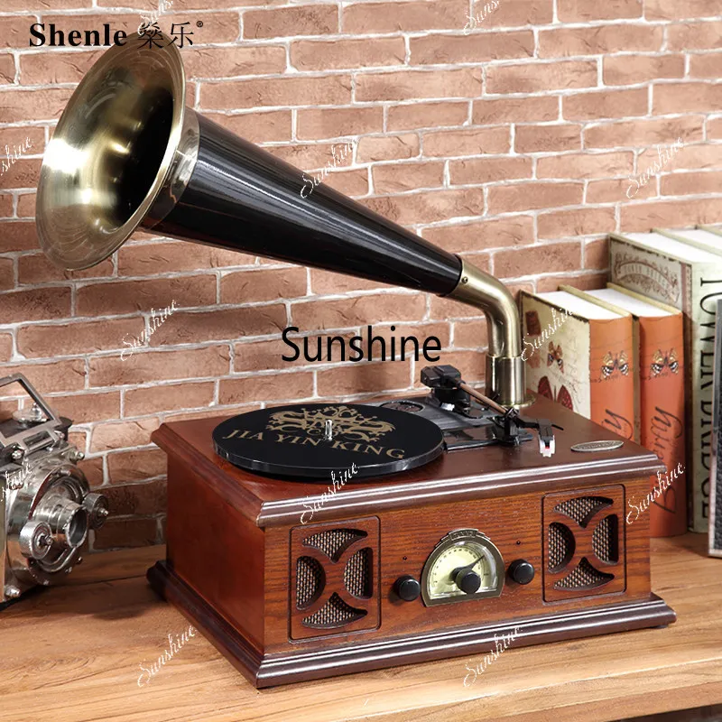 Retro phonograph bluetooth audio ornament antique old LP living room desktop