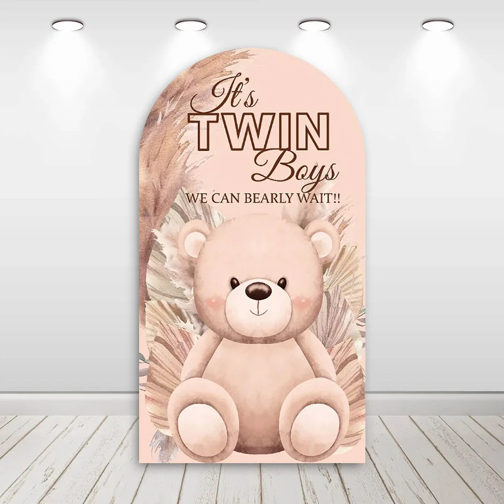 Мехофонд на заказ, 2-сторонний, мы можем с медвежьим ждать, медведь, день рождения, вечеринка, детский душ, чехол, арка Chiara, настенный фон, декор, фон