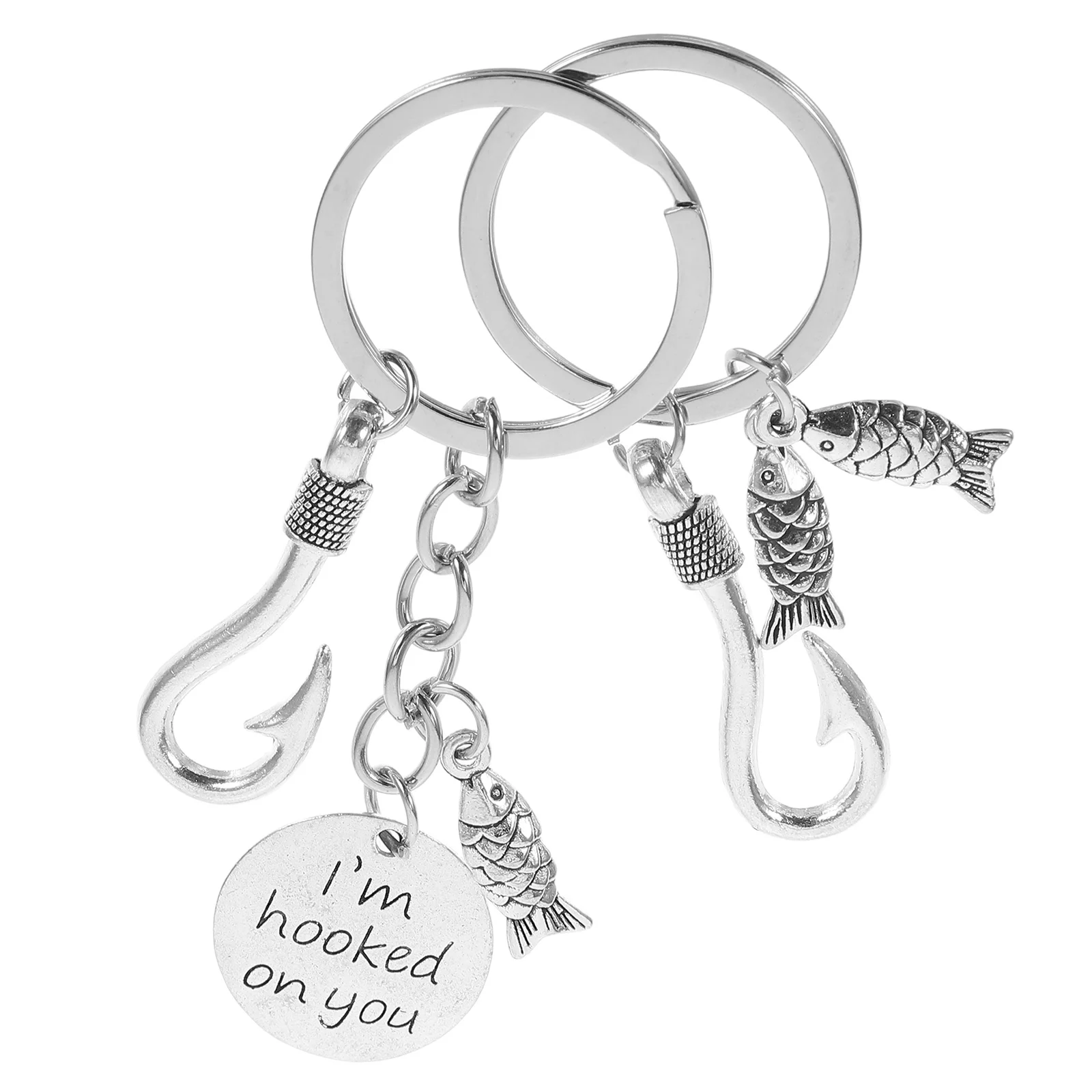 

2pcs Fishing Alloy Father'S Day Chains Durable Key Ring for Father Birthday Gift Bag Pendant Popular Key Pendant Accessories