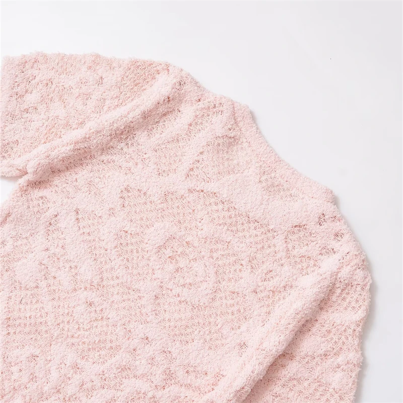 KEYANKETIAN 2025 летний новый женский вязаный топ с жаккардовым декором, милый стиль, тонкий пуловер с круглым вырезом и короткими рукавами