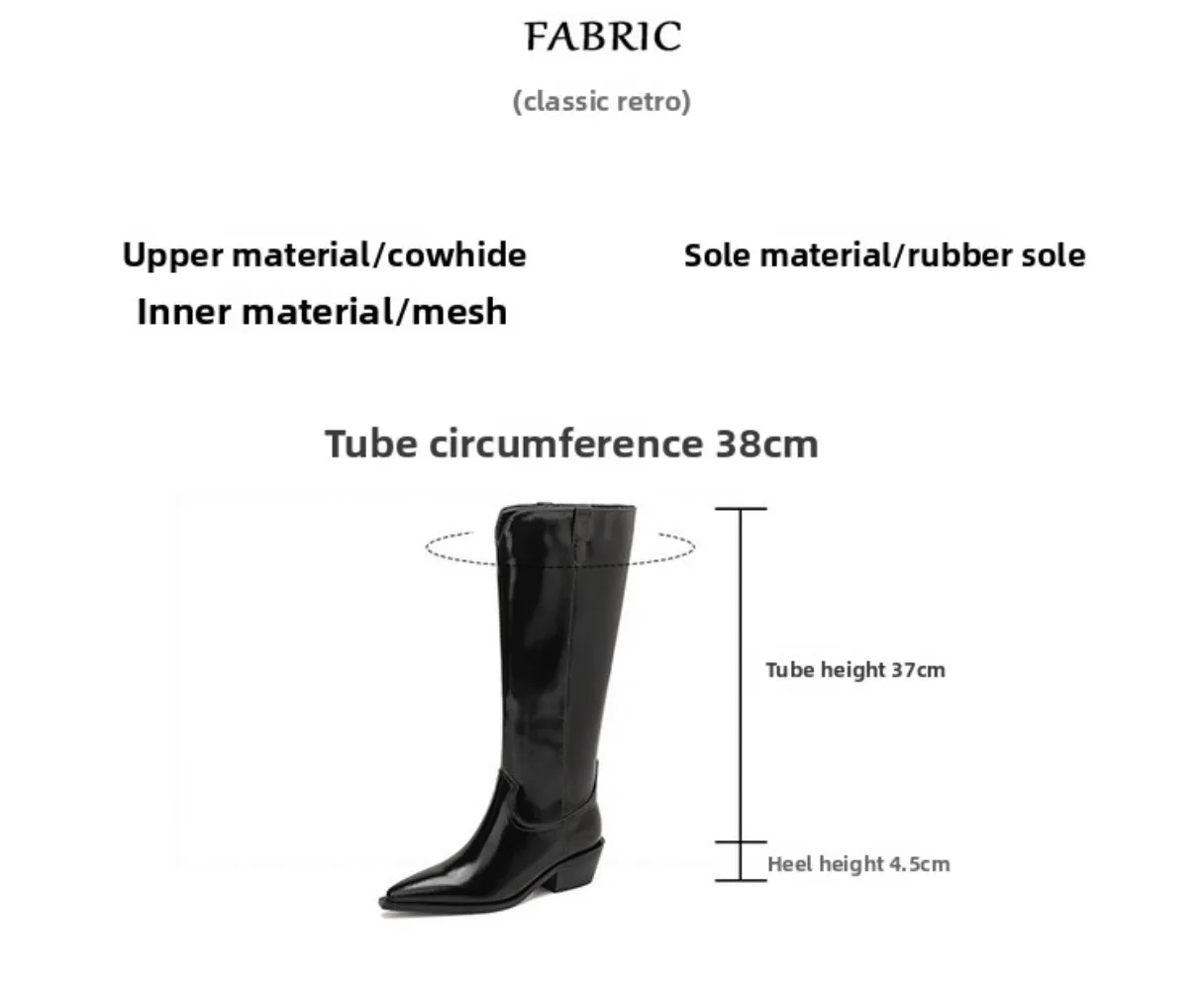 Plus Size 35-46 Brand Patent Genuine Leather Boots Women Pull on Square Mid Heels Knee High Boots Fashion Knight Botas