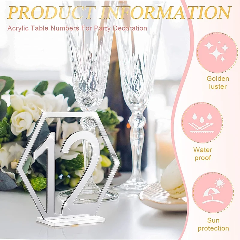 Desktop Digital Wedding Acrylic Table Hexagon Wedding Digital Hollow Reception Desk Seat With Bracket Base