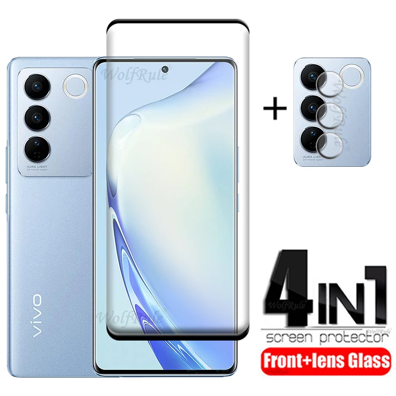 

4-in-1 For Vivo V27 Pro Glass For Vivo V27 Pro Tempered Glass 9H Full Curved Camera Film Screen Protetor Vivo V27 Pro Lens Glass