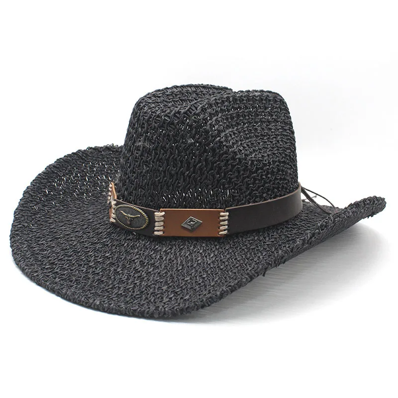 

New Summer Jazz Hat Ethnic Style Hollowed-Out Straw Hat Sun Protection Western Cowboy Hat