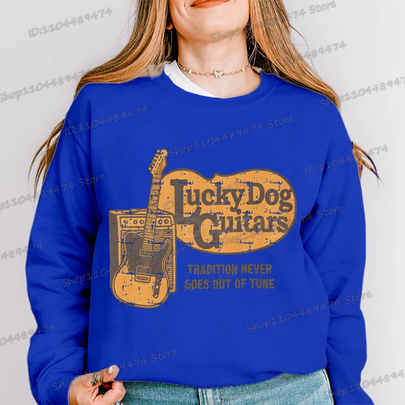 محظوظ الكلب القيثارات البلوز النساء الرجال التقليد لا يخرجون أبدًا من لحن رياضية الهيب هوب خمر القيثارات الخريف كنزة صوف