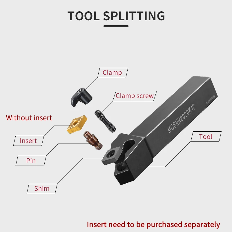 Intlshaft MCSNR2020K12 MCSNR2525M12 External Turning Tool Holder MCSNR1616H12 CNMG Carbide Inserts MCSNR Lathe Cutting Tools Set