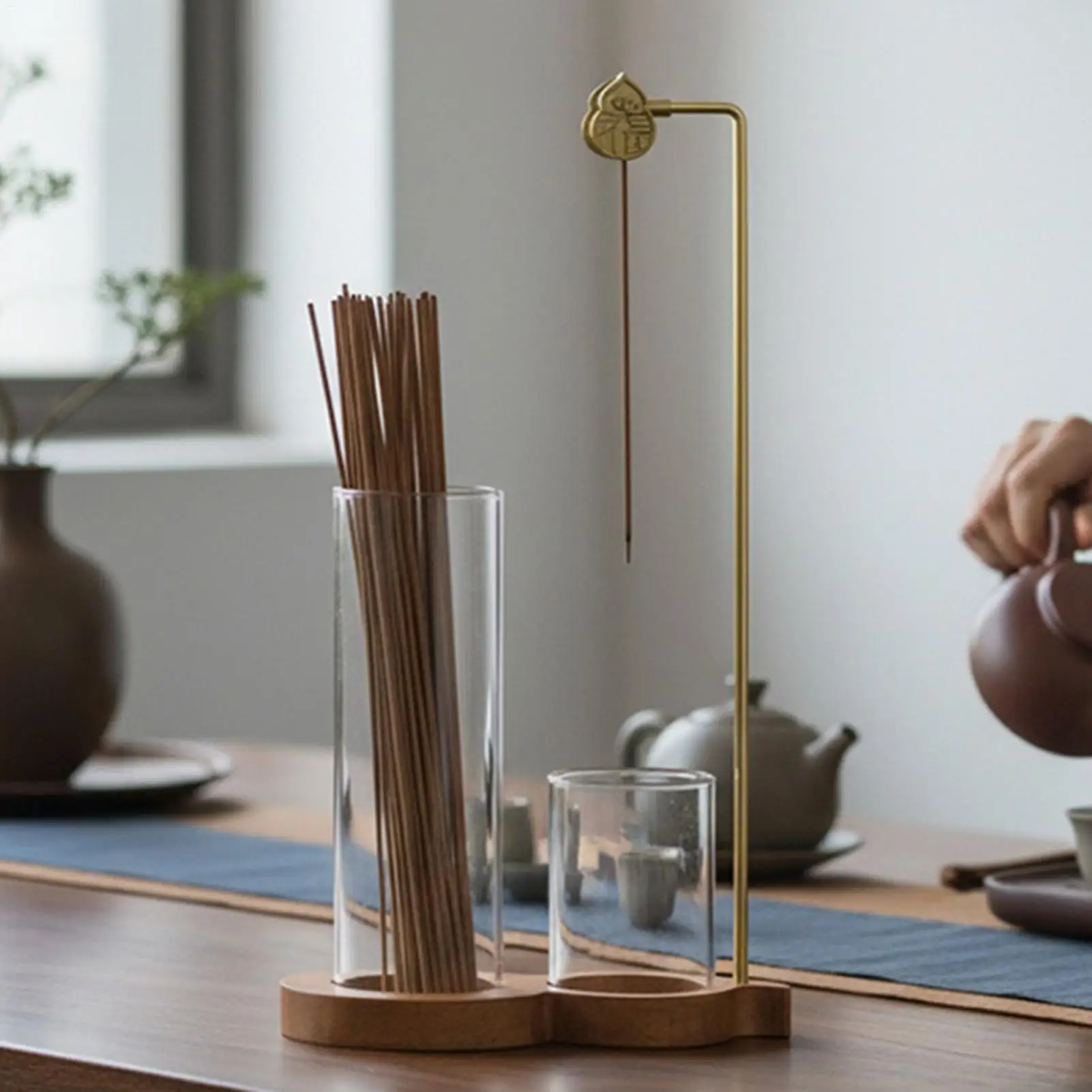 2 in 1 Incense Holder for Sticks Anti-Ash Flying Incense Incense Burne with Glass Ash Catcher and Incense Storage box for Yoga