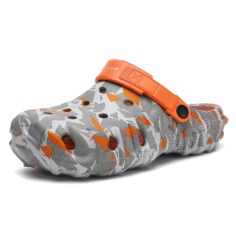 

Мужские сандалии с перфорацией на носке, пляжные, на толстой подошве, нескользящие, легкие, удобные, универсальные, двойного назначения