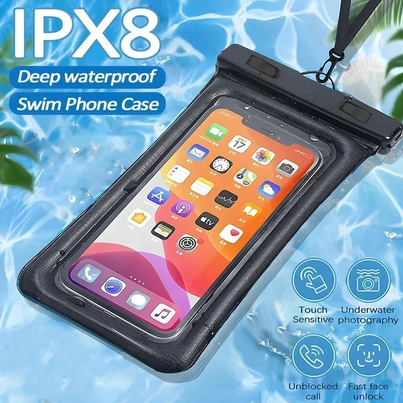Capa de telefone universal à prova d'água ipx8, bolsa à prova d'água, capa de natação para iphone 15 14 13 12 11samsung huawei xiaomi redmi oppo vivo